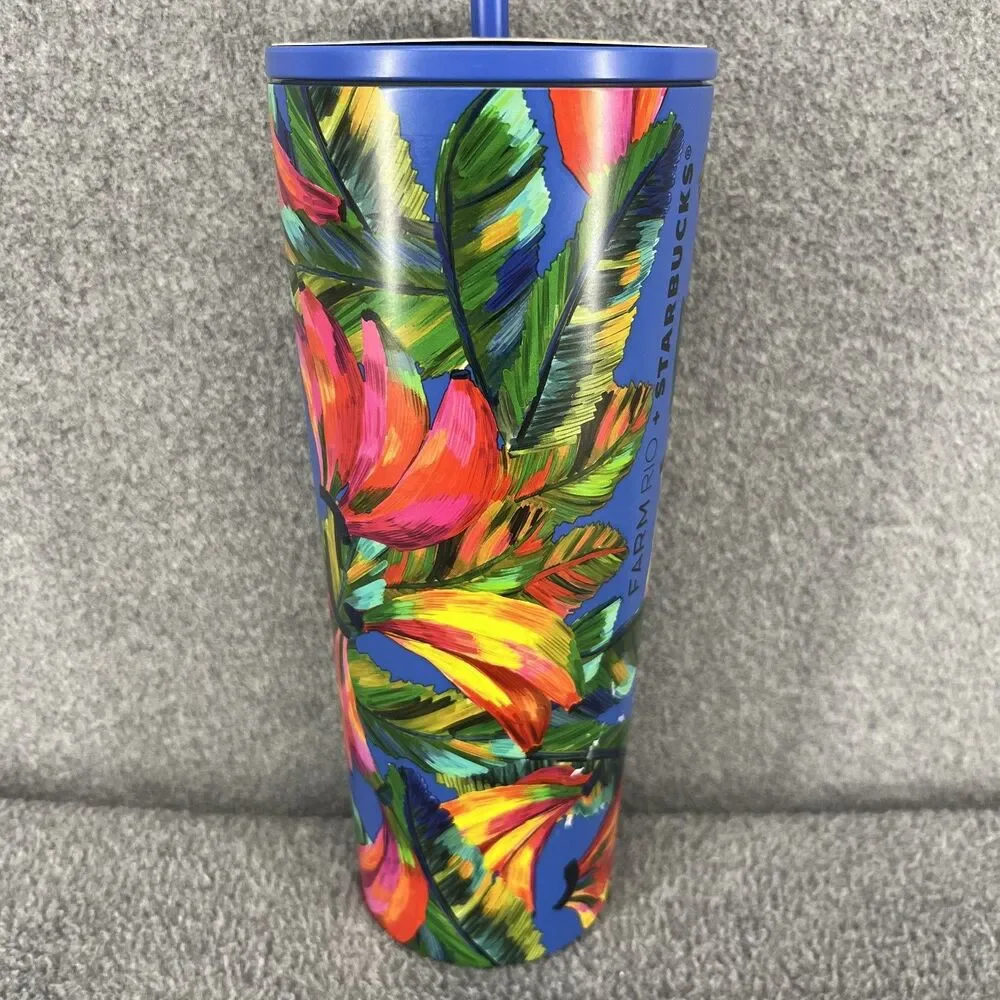 Starbucks Limited Edition Farm Rio Blue Banana Collection Tumbler Key Chain 24oz